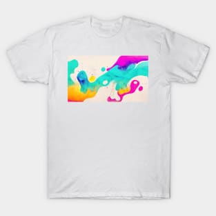 Modern Contemporary Abstract Watercolor Colorful Multicolored Cosmic Splash Galaxy T-Shirt